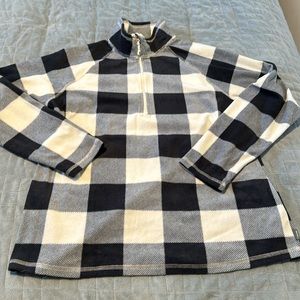 Eddie Bauer Plaid Fleece Sweatshirt, Black, Cream, Barely Worn, Size L